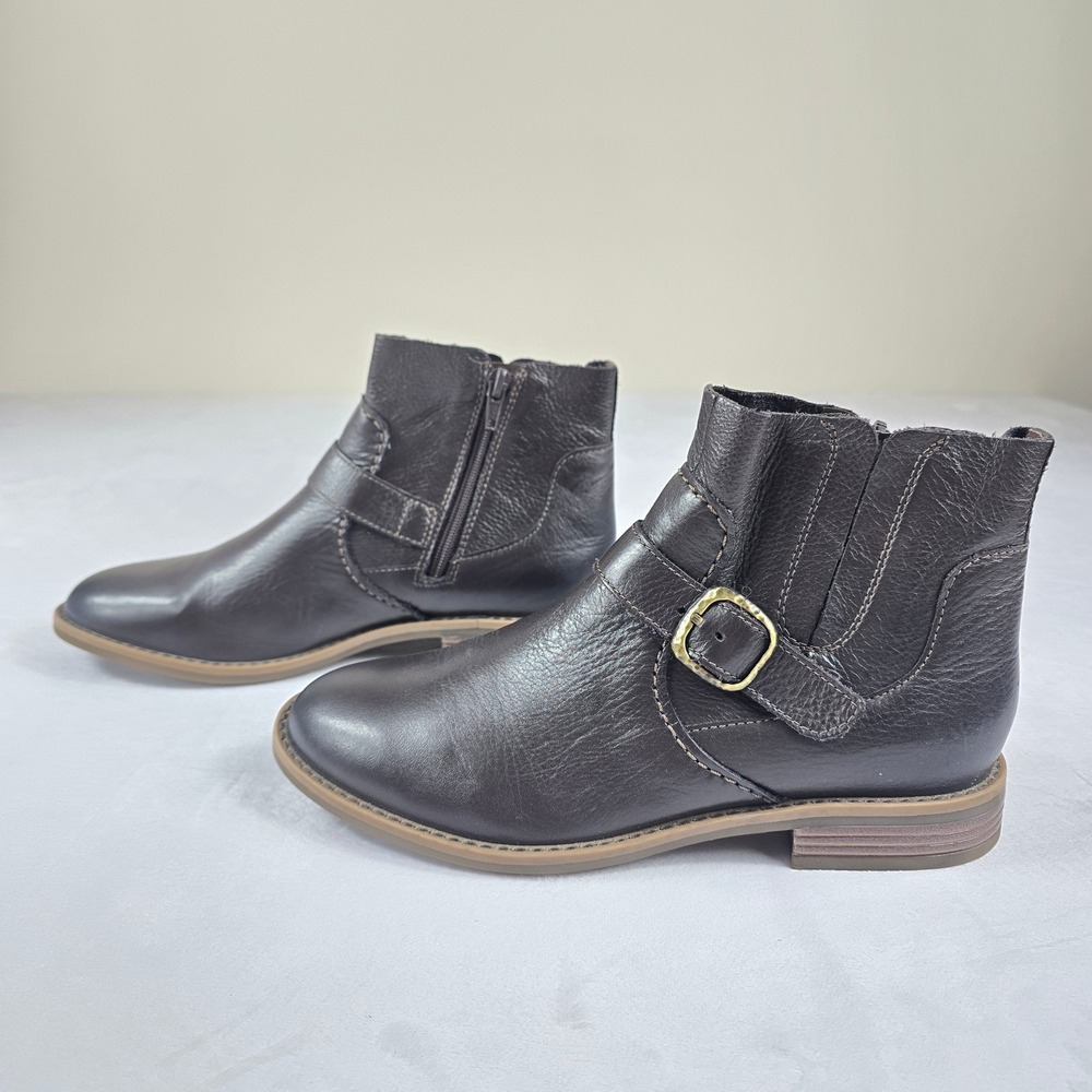 Clarks Camzin Loop Leather Ankle Booties Buckle Zip Womens‎ 7.5